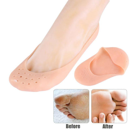 2 Pair (4PCS) Anti Crack Full Length Silicone Foot Protector Moisturizing Socks for Foot-Care and Heel Cracks